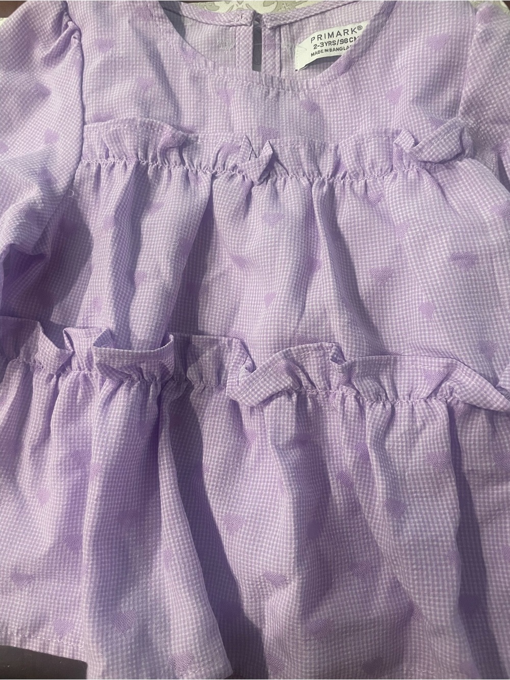 Primark Girls' Lavender Tiered Ruffle blouse with Heart Detail